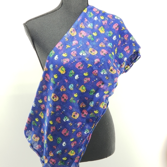 Sheer Colorful Skulls Infinity Scarf - Picture 3 of 7